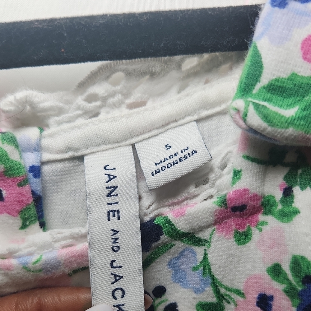 Janie and Jack Pink and Blue Floral Dress - Picture 2 of 6